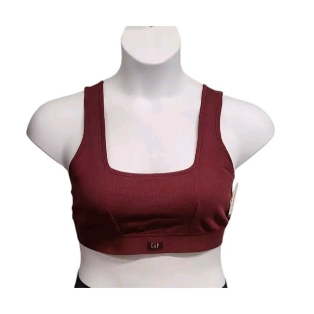 Gap Body Bralette Womens Small Berry Cotton Rib Lounge Athleisure Comfy Stretch